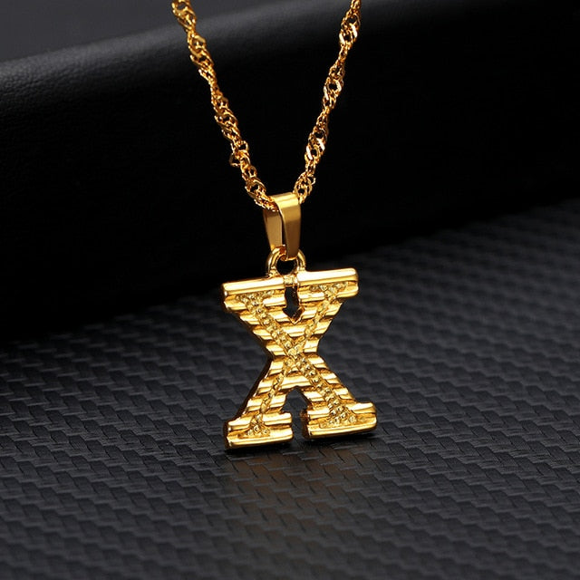 Gold Initial Letter Necklace