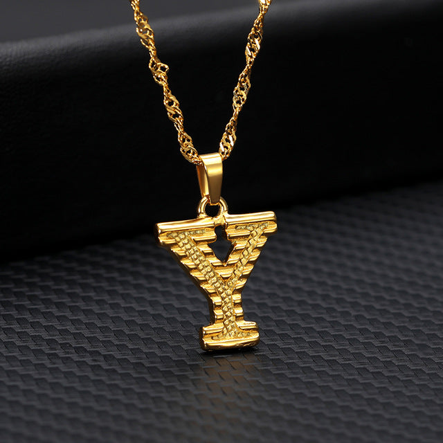 Gold Initial Letter Necklace