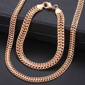 Gold Bracelet Necklace Set