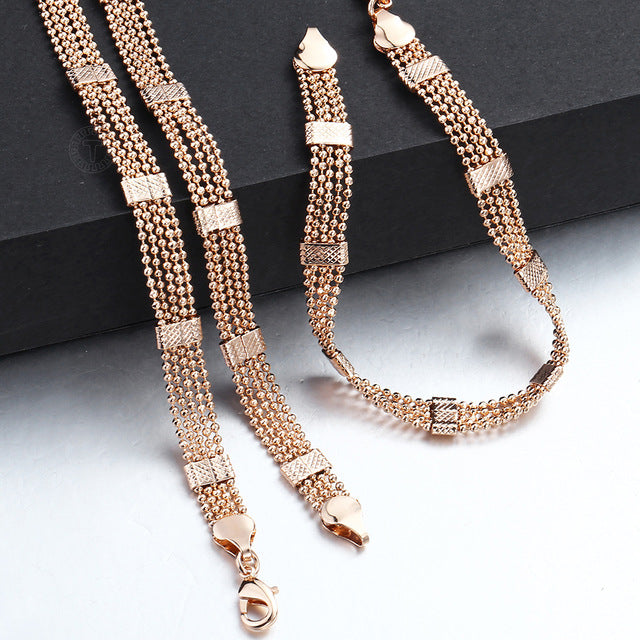 Gold Bracelet Necklace Set