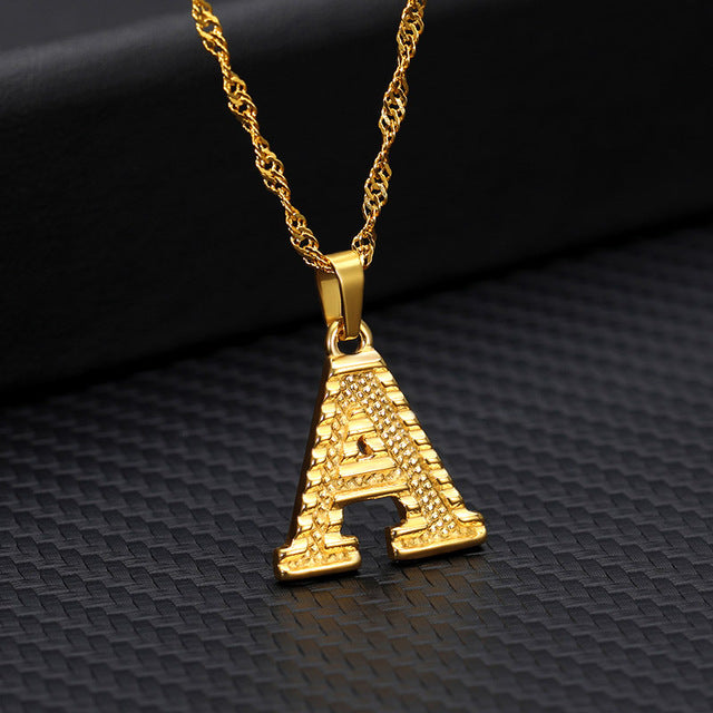 Gold Initial Letter Necklace