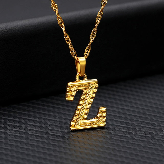 Gold Initial Letter Necklace