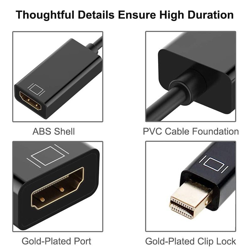 Mini Displayport To HDMI-compatible Cable 4k 1080P TV Projector Converter