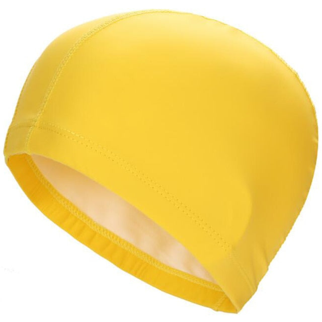 Sports One Size Elastic Waterproof PU Fabric Swimming Cap