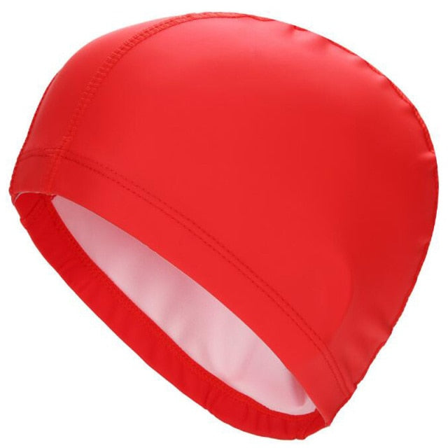 Sports One Size Elastic Waterproof PU Fabric Swimming Cap