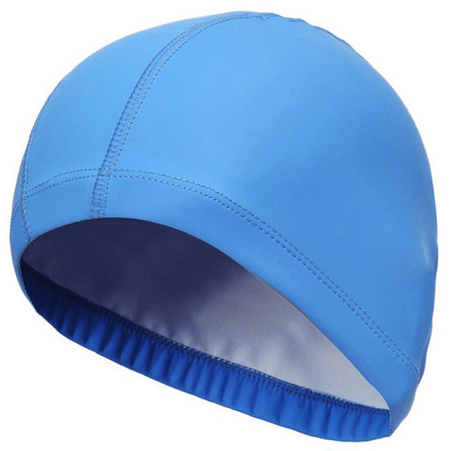 Sports One Size Elastic Waterproof PU Fabric Swimming Cap