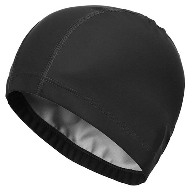 Sports One Size Elastic Waterproof PU Fabric Swimming Cap