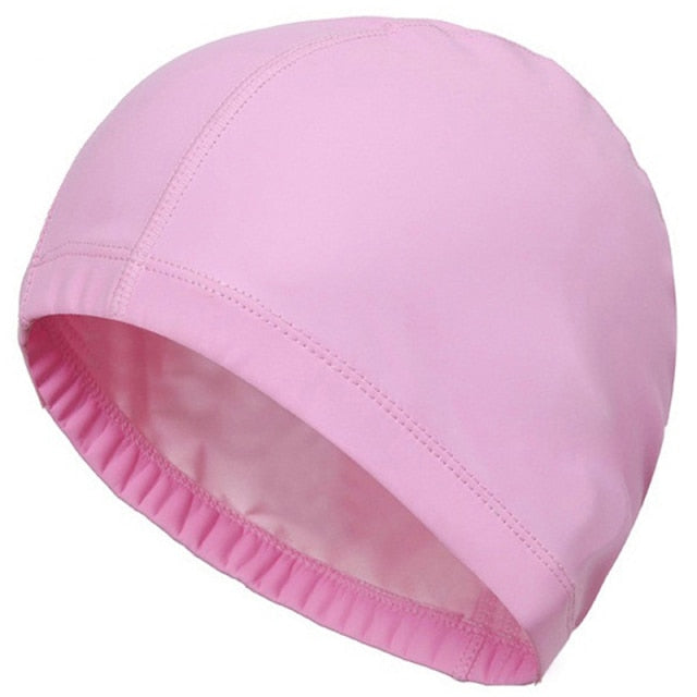 Sports One Size Elastic Waterproof PU Fabric Swimming Cap