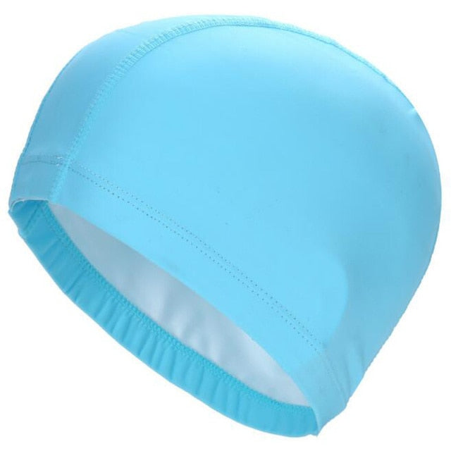 Sports One Size Elastic Waterproof PU Fabric Swimming Cap