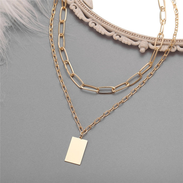 Multi-layer Coin Chain Choker Necklace