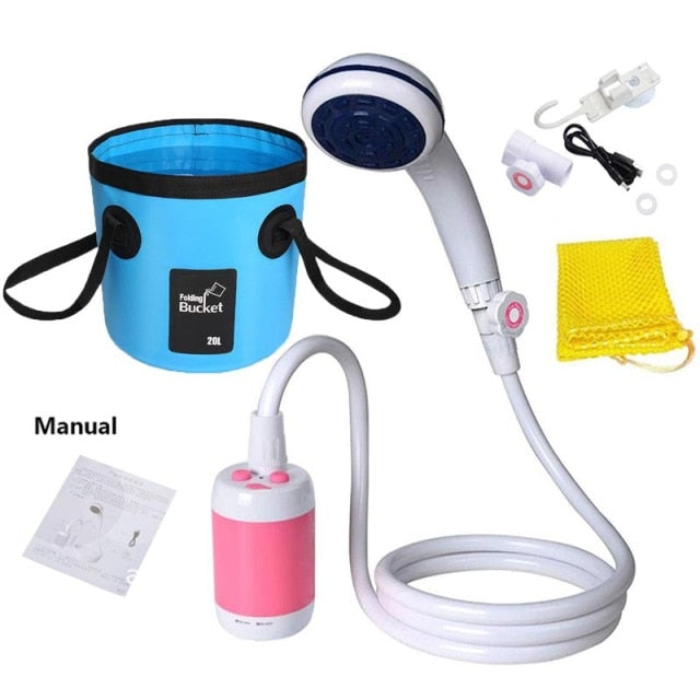 Portable Car Wagon Outdoor Camping Shower Car Washing Machine Electric Water Pump Travel Pet With Shower Kit