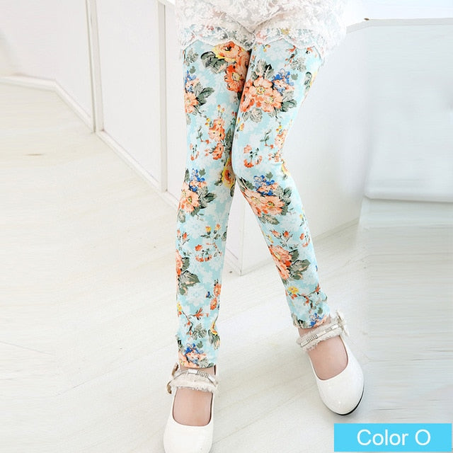 Girls Flower Leggings - foldingup