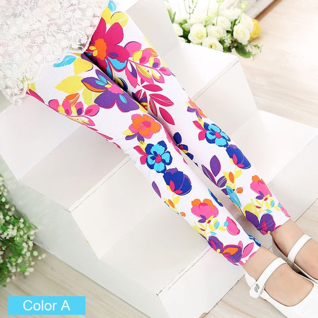 Girls Flower Leggings - foldingup