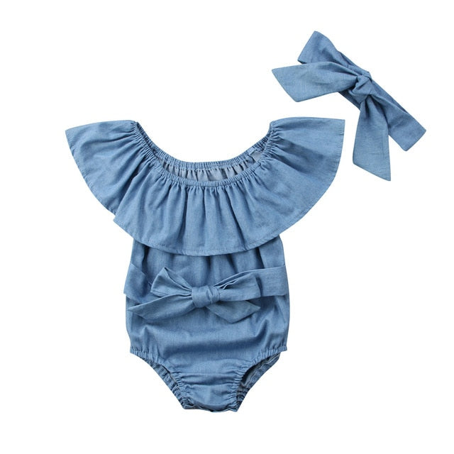 Baby Girls Front Bowknot Bodysuit - foldingup