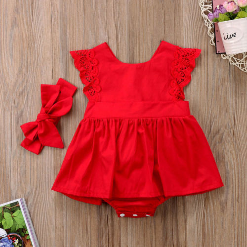 Red Lace Romper - foldingup