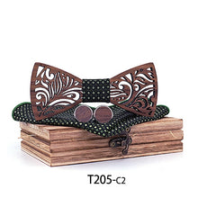 Load image into Gallery viewer, Wooden Bow Tie set and Handkerchief - foldingup
