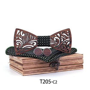 Wooden Bow Tie set and Handkerchief - foldingup