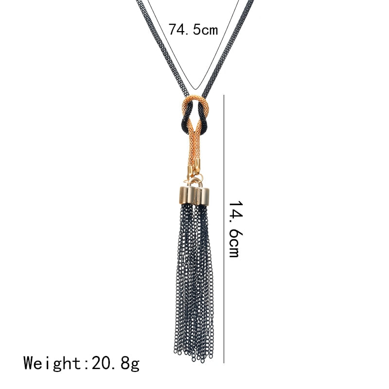 Pendant Necklace Long Sweater Chain - foldingup