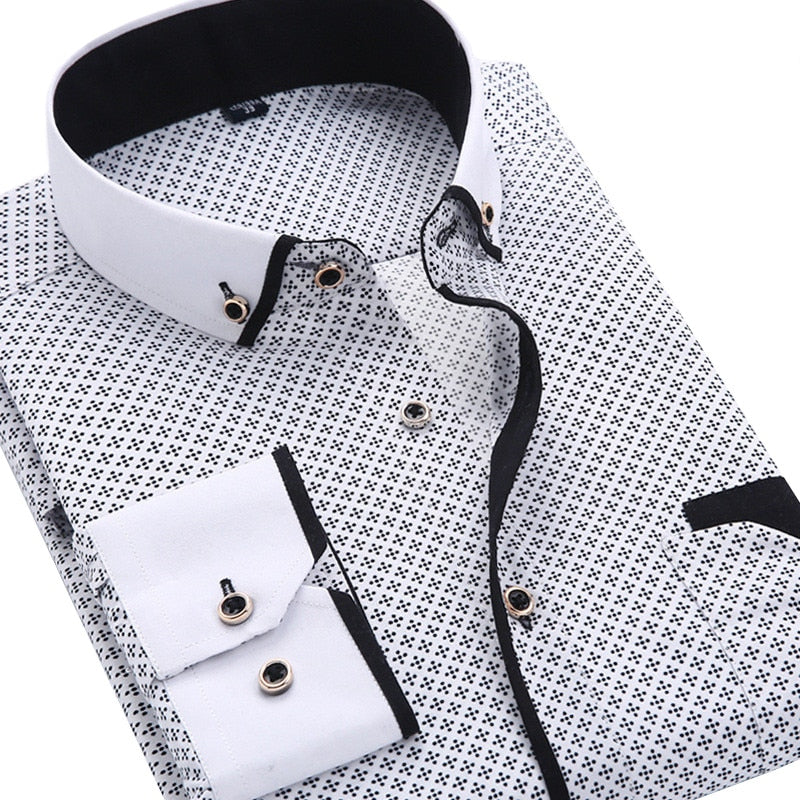 Men Long Sleeved Printed Shirt - foldingup