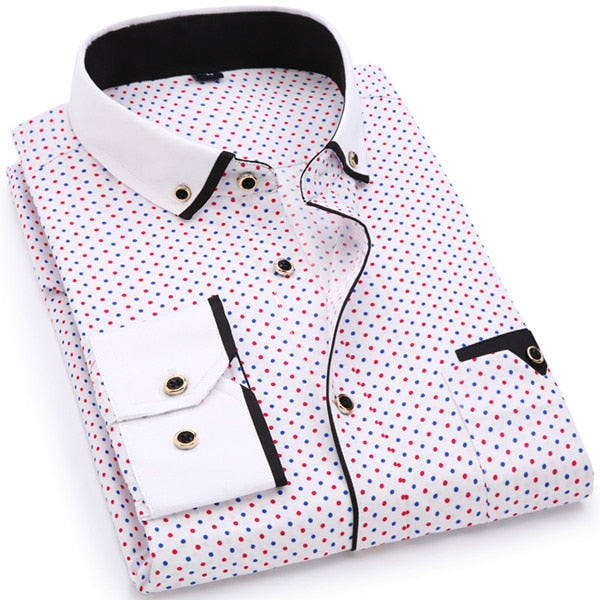 Men Long Sleeved Printed Shirt - foldingup