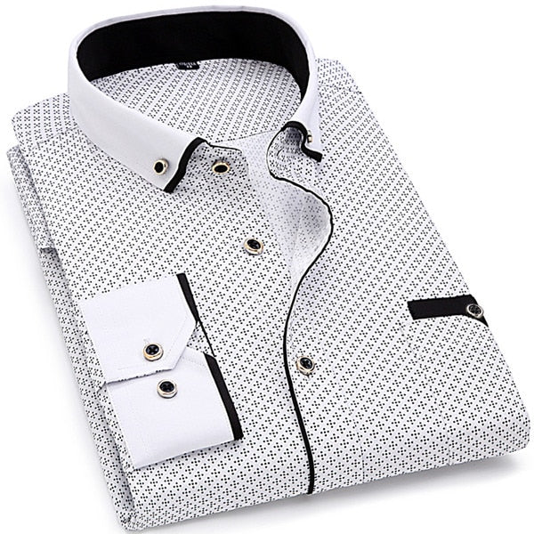 Men Long Sleeved Printed Shirt - foldingup