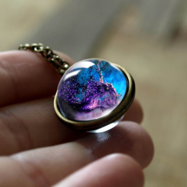 Nebula Galaxy Pendant Necklace - foldingup